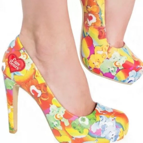 NEW CARE BEARS Kawaii Platform Heel Shoes Lots A Rainbows - Picture 6 of 7